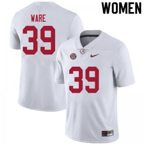 NCAA Women's Alabama Crimson Tide #39 Carson Ware Stitched College 2020 Nike Authentic White Football Jersey WJ17N61JY